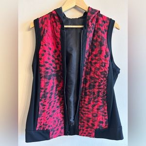 Red Leopard Print Hooded Vest